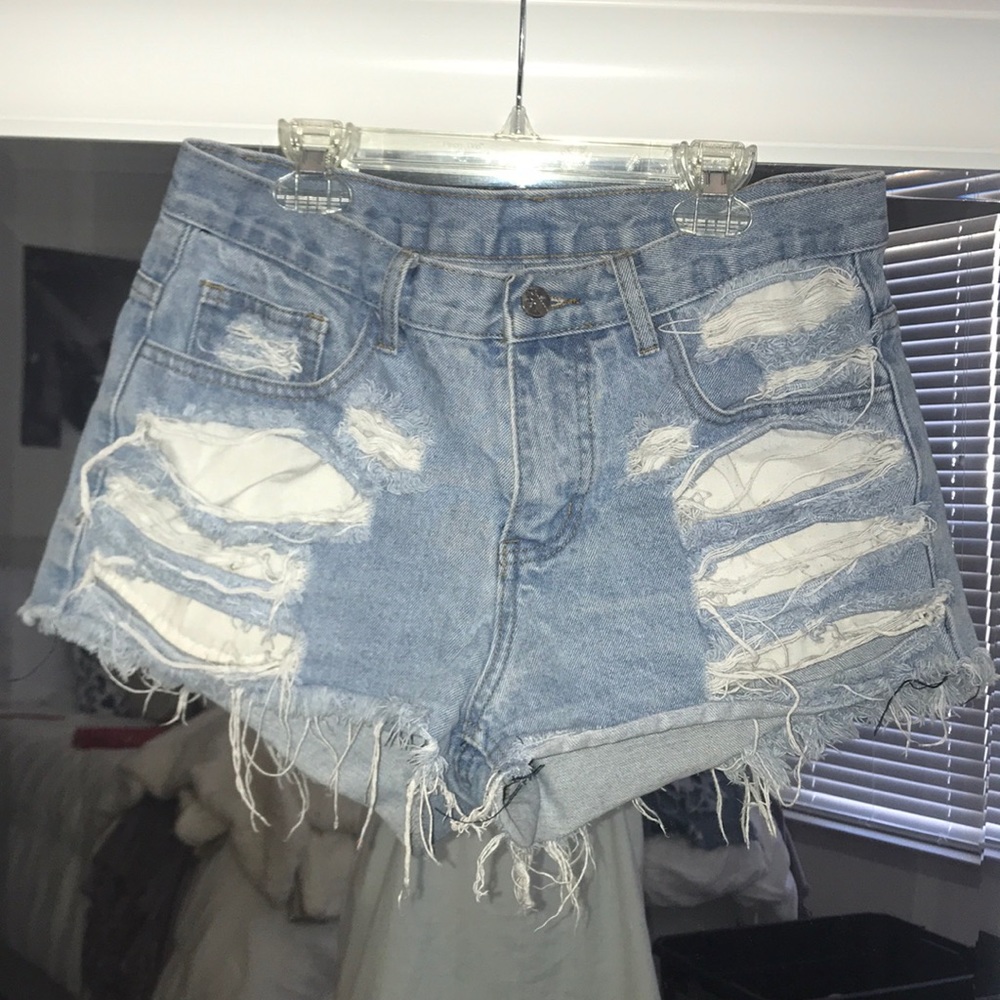 Ripped Denim Shorts